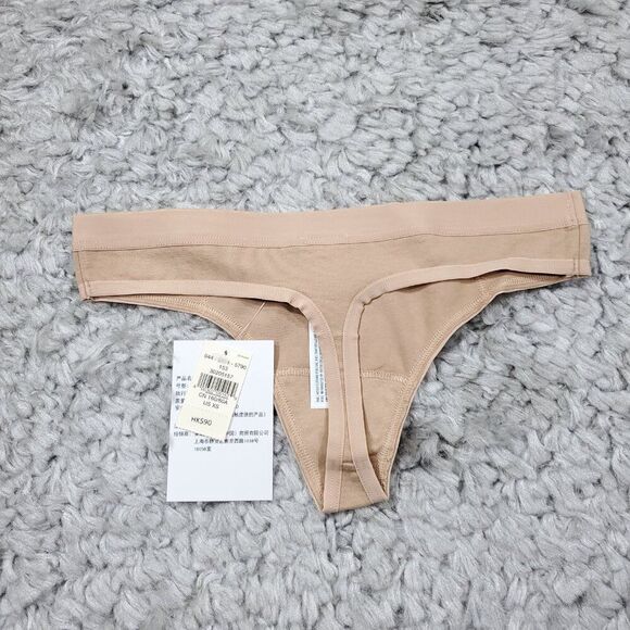 Aerie Cotton Flat Elastic Thong Set of 2 Pack Beige Tan Nude Size XS - Picture 5 of 5